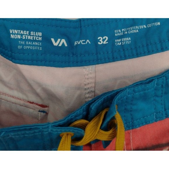 RVCA Vintage Slub Non-Stretch Balance Of Opposites Geometric Board Shorts Men 32 - Picture 5 of 6